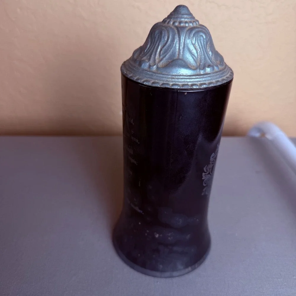 Vintage Princess House VIP Lion Crest Ceramic Glass Bottom Beer Stein Pewter Lid